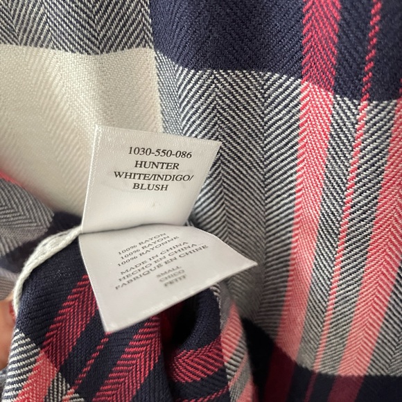 Rails Hunter Plaid Long Sleeve Button-Down Shirt Size Small White Indigo Blush - Picture 7 of 8